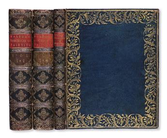 WALPOLE, HORACE. Anecdotes of Painting in England + A Catalogue of Engravers.  2 works in 5 vols., bound in 3. 1765; 1771 [i. e., 1780]